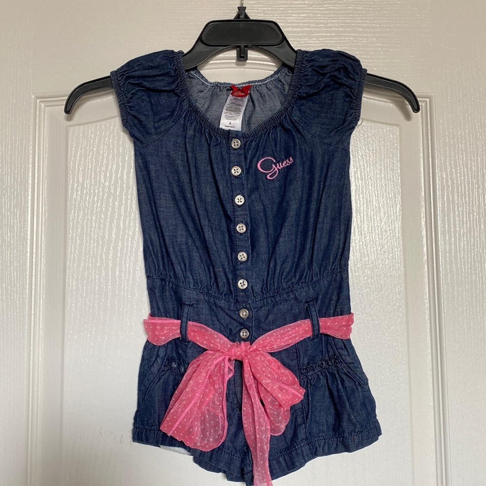GUESS Kid Girl Jean Romper with Belt - size 4